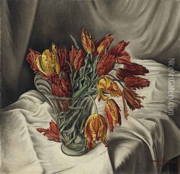 Tulipes Perroquets Oil Painting - Francois Emile Barraud