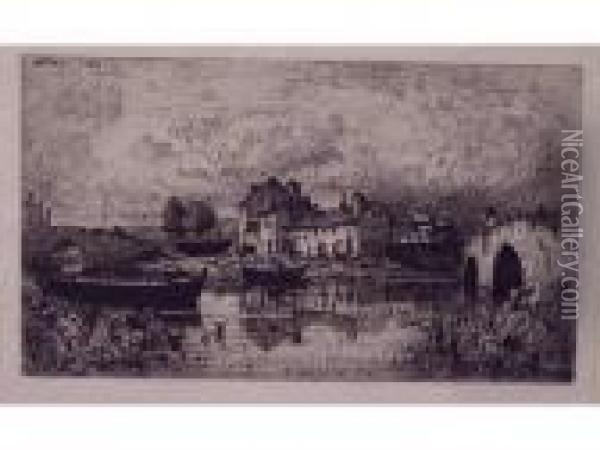 Les Barques De Peche Oil Painting - Adolphe Appian