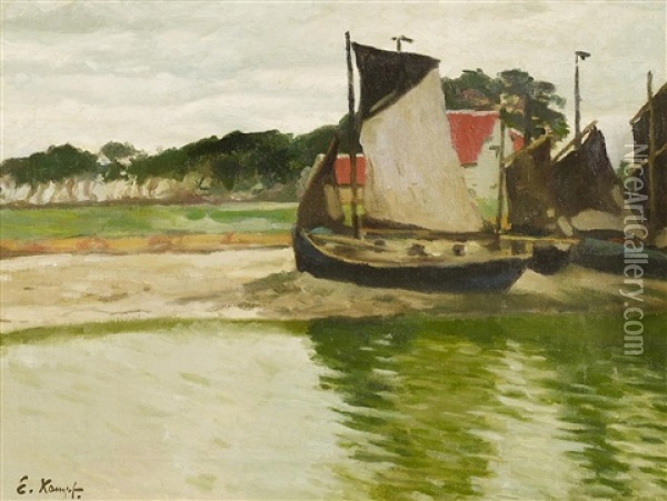 Aufliegende Boote Oil Painting - Eugen Kampf