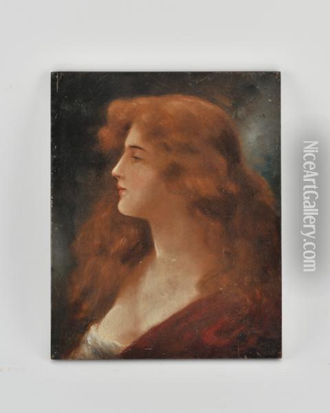 A Pre-raphaelite-style Portrait Of A Lady Oil Painting - Drouz