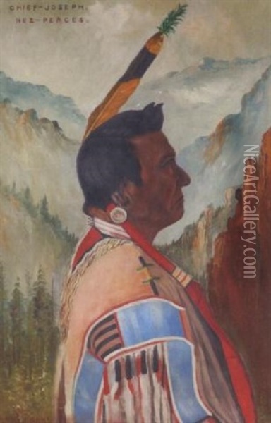 Chief Joseph Of The Nez Perce Tribe Oil Painting - Elbridge Ayer Burbank