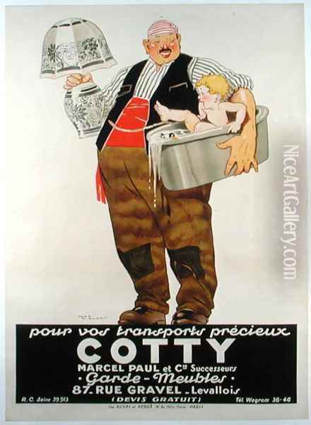 Poster advertising the Cotty Moving Co. Oil Painting - Rene Vincent