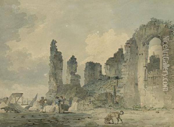 Ruins Of The Savoy Palace Oil Painting - Thomas Girtin