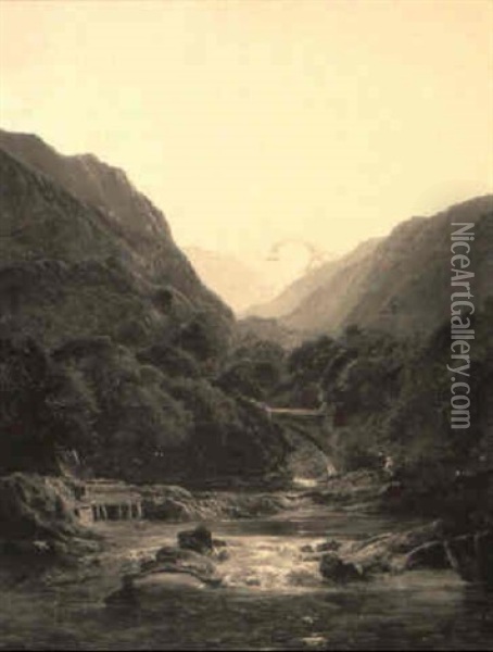 Mountain Stream Oil Painting - Charles Robert Leslie