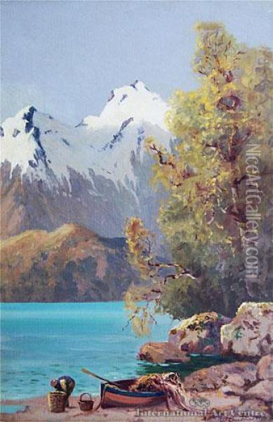 Lake Pukaki Oil Painting - Ernest William Christmas