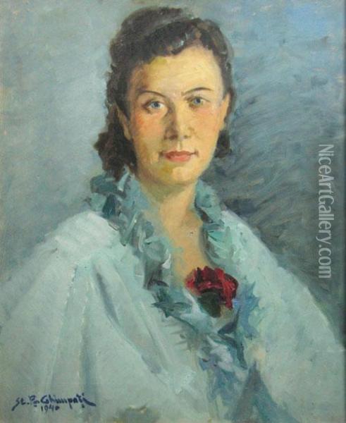 Femeie Cu Garoafa Oil Painting - Stelian Popescu Ghimpati