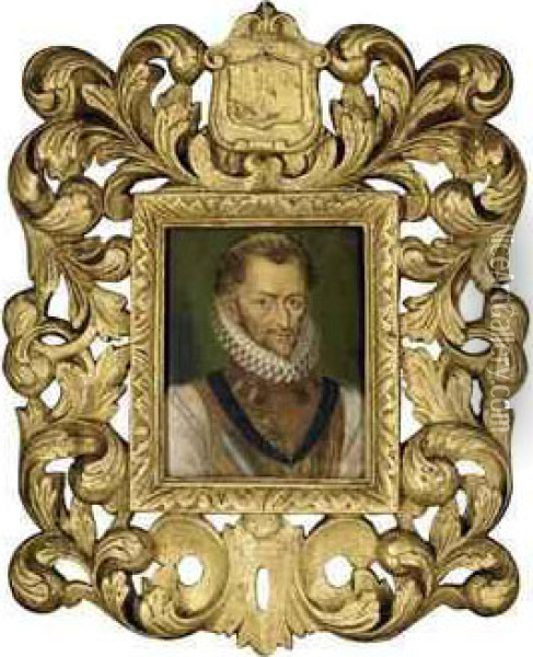 Portrait Of A Gentleman, 
Half-length, Traditionally Identified Ashenri De Lorraine, Duc De Guise,
 Called Le Balafre (1550-1588) Oil Painting - Francois Clouet