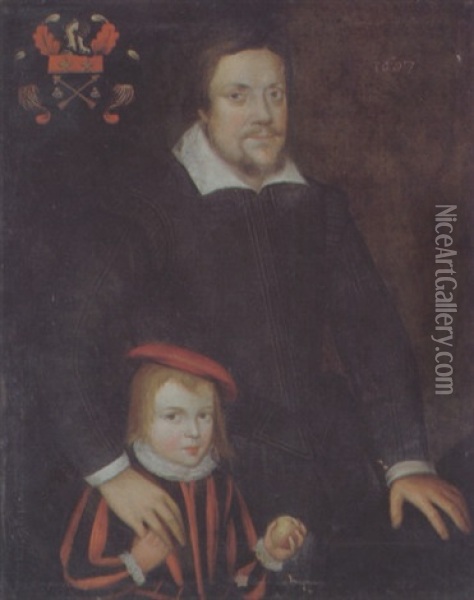 Bildnis Des Martin De Robolly Und Seines Sohnes Oil Painting - Louis (Ludovico) Finson