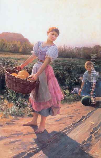 Harvesting Watermelon 1897 Oil Painting - Jeno Jendrassik