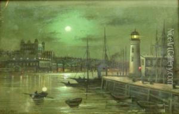 Moonlight From The Lighthouse Oil Painting - Wilfred Jenkins