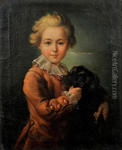 Portrait Of A Young Boy And Dog Oil Painting - Francois-Hubert Drouais