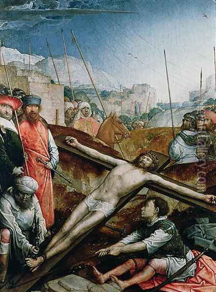 Christ Raised on the Cross Oil Painting - Flandes Juan de