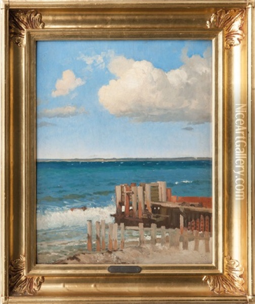 Clouds Over The Beach Oil Painting - Frants Peter Didrik Henningsen