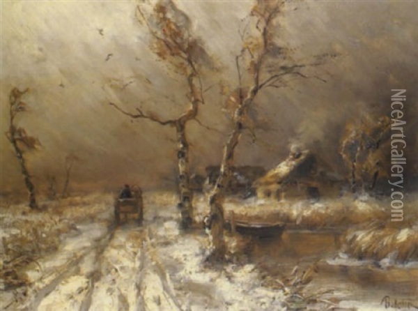 Winterliche Landschaft Oil Painting - Yuliy Yulevich (Julius) Klever