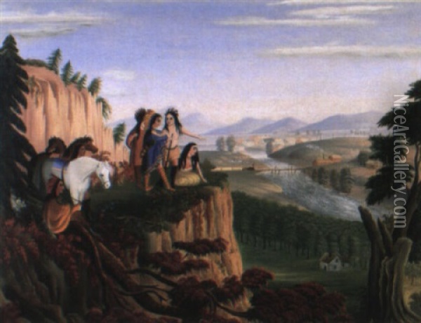 Indians, Salmon Falls, New Hampshire Oil Painting - Samuel Seymour