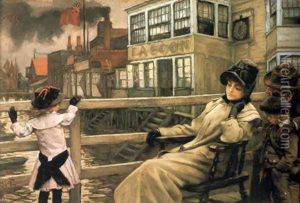 Waiting For The Ferry 1878 Oil Painting - James Jacques Joseph Tissot