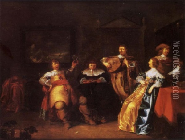 A Guardroom Interior With Female Company Oil Painting - Anthonie Palamedesz