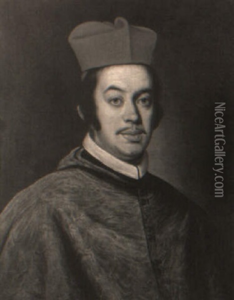 Portrait Of A Cardinal, Bust Length Oil Painting - Giovanni Battista Gaulli