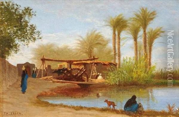 La Noria Oil Painting - Ch. Theodore, Bey Frere