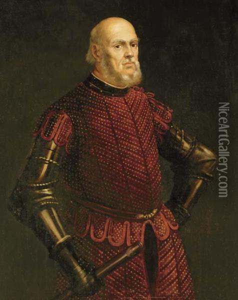 Portrait Of A Venetian Officer Oil Painting - Jacopo Robusti, II Tintoretto