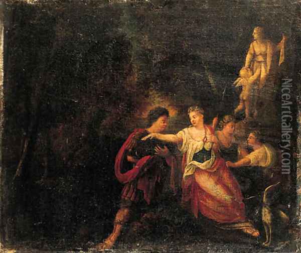 Diana and Actaeon in a landscape Oil Painting - Sebastian Bourdon