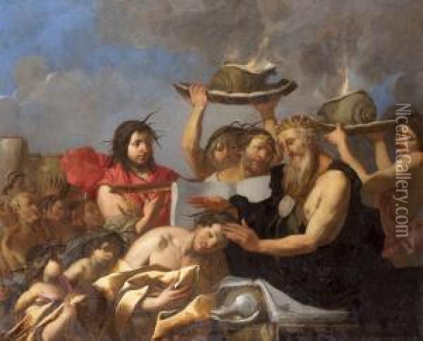Mitologiai Jelenet Oil Painting - Giulio Carpione