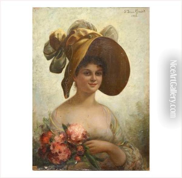 Jeune Femme Aux Fleurs Oil Painting - Girard De Saint-Jean