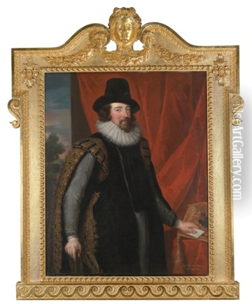 Posthumes Bildnis Sir Francis Bacon (1561-1626) Oil Painting - John Vanderbank the Younger