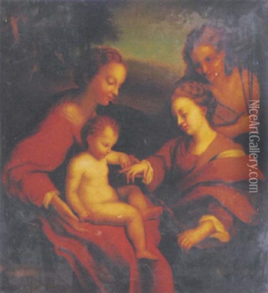 The Mystic Marriage Of Saint Catherine With Saint Sebastian Oil Painting -  Correggio