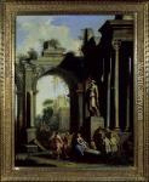 Caprice Architectural Au Philosophe Oil Painting - Giovanni Ghisolfi