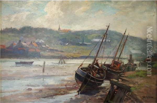 Whitby, Low Tide Oil Painting - William Ashton