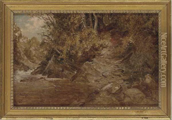A Highland Stream Oil Painting - Pollok Sinclair Nisbet