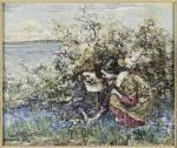 Gathering Wild Flowers, Brighouse Bay Oil Painting - Edward Atkinson Hornel