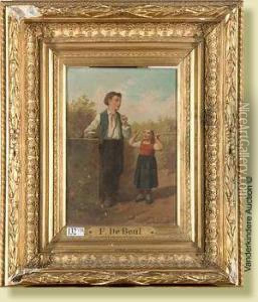Enfants Faisant Des Bulles De Savon Oil Painting - Franz De Beul