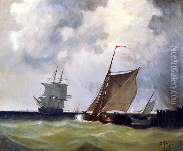Marina Con Velieri Oil Painting - Edwin Hayes