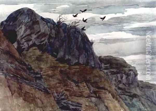 Crows above a Cliff Oil Painting - Adam Chmielowski