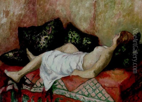 Femme Sur Un Sofa Oil Painting - Henri Charles Manguin