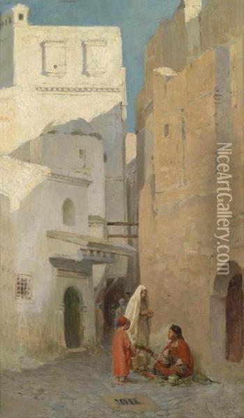 Oriental Street Scene Oil Painting - Armand Point
