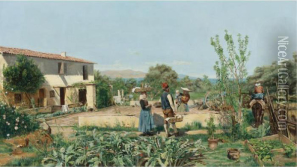 A Vegetable Garden In Provence Oil Painting - Jean-Charles Meissonier