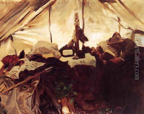Inside a Tent in the Canadian Rockies Oil Painting - John Singer Sargent