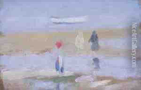 Beach Scene Oil Painting - Clarice Marjoribanks Beckett