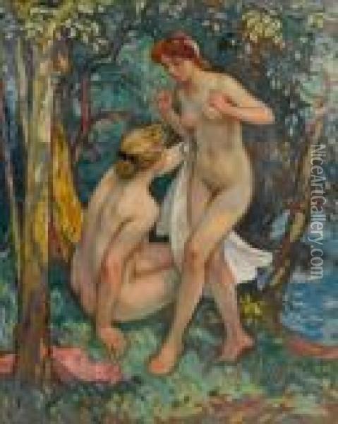 Les Deux Baigneuses Oil Painting - Georges dEspagnat