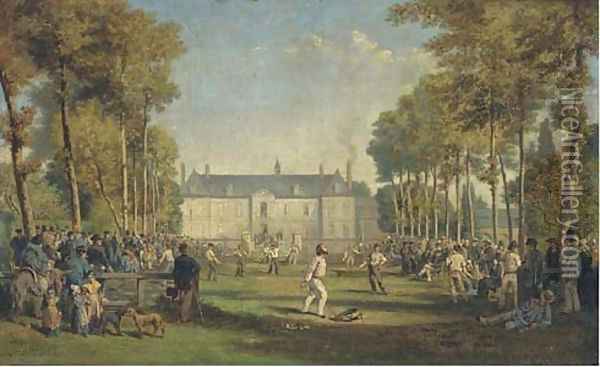 A ball game at Givenchy Oil Painting - Jules Achille Noel