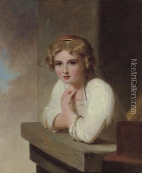 Peasant Girl (after Rembrandt's Young Girl Leaning On Awindowsill) Oil Painting - Thomas Sully