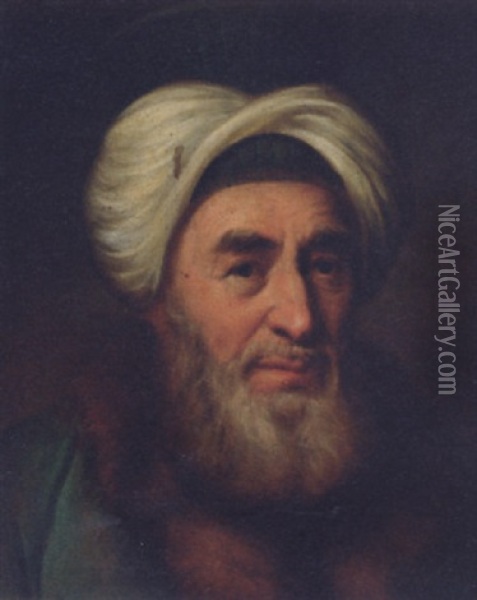 Portrait Of A Gentleman Dressed As A Turkish Potentate Oil Painting - Jacopo Amigoni
