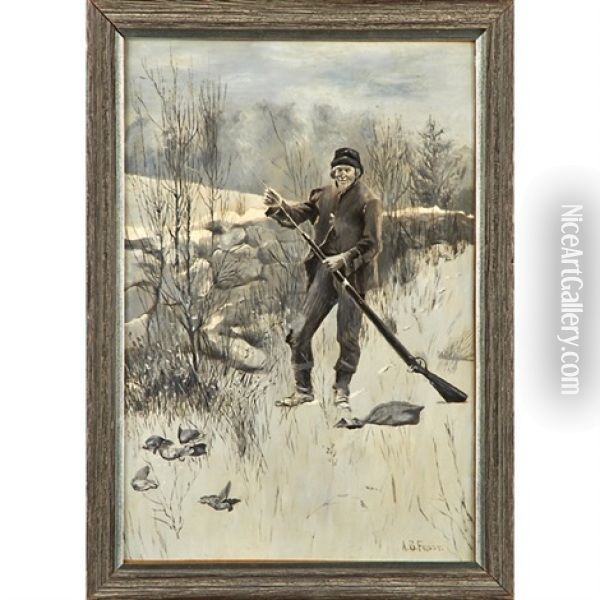 A Hunter His Gun Oil Painting - Arthur Burdett Frost Sr.