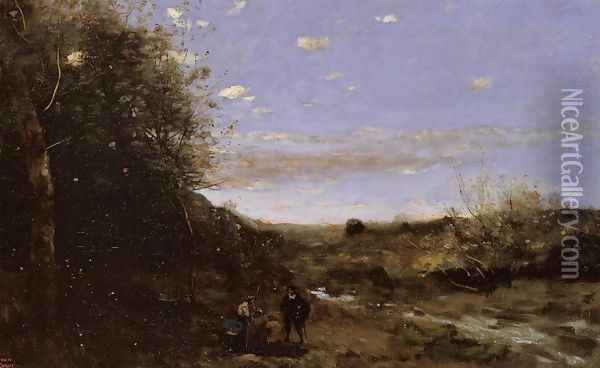 Hamlet and the Gravedigger Oil Painting - Jean-Baptiste-Camille Corot