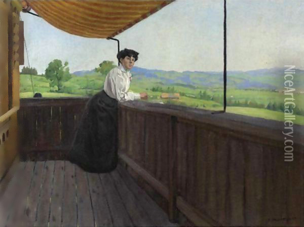 Sur Le Balcon Oil Painting - Felix Edouard Vallotton