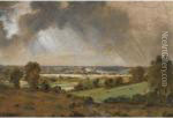 Dedham Vale Oil Painting - John Constable