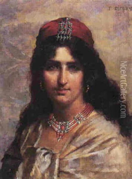 Portrait De Jeune Fille Kabyle Oil Painting - Fanny Laurent Fleury